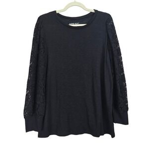 Torrid Super Soft Slub Jersey Top Lace Sleeves Size Medium (00) Whimsigoth Black